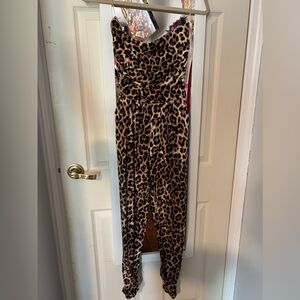 Printed strapless jumpsuit